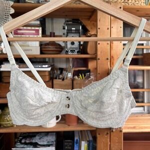 Vintage Playtex NOW Underwire Bra 34B Heather Gray Button Detail Style 3770